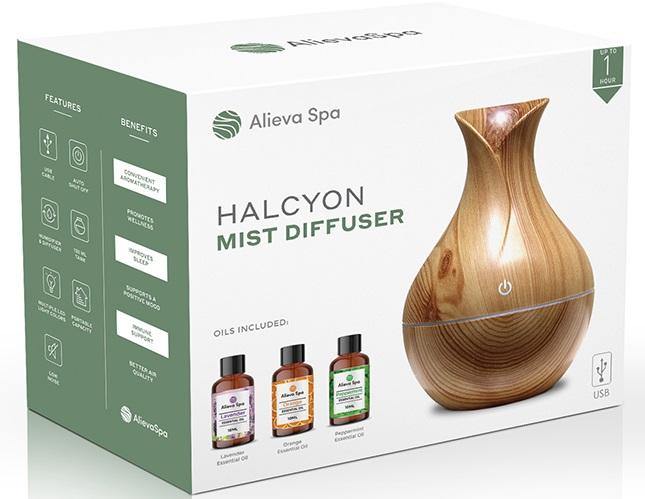 Halcyon Mist Diffuser (Portable) with 3 Essential Oils - Alieva Spa